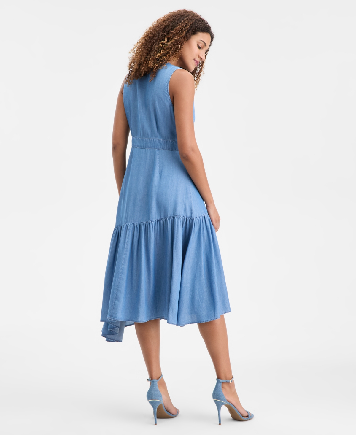 I.n.c. International Concepts Women's Surplice Asymmetrical Tiered Sleeveless Wrap Dress, Macy's Exclusive