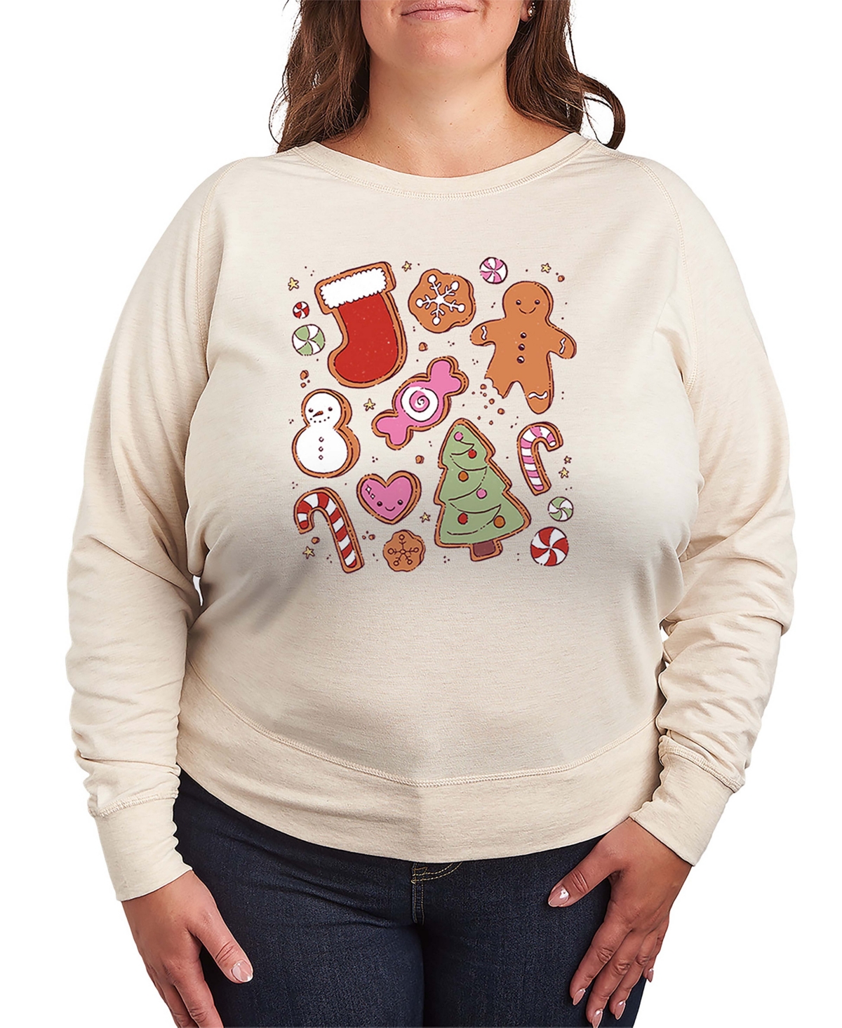 Hybrid Apparel Cute Christmas Cookies Women's French Terry Long Sleeve Shirt