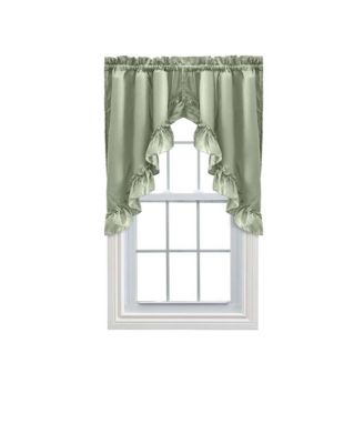 Ellis Stacey 1.5" Rod Pocket High Quality Fabric Solid Color Window Ruffled Swag 60"x38" Merlot