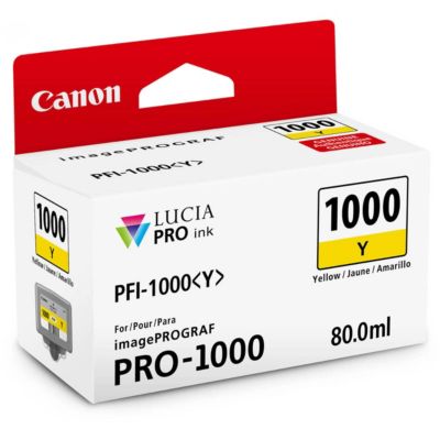 2 Pack PFI 1000Y Yellow LUCIA PRO Ink Cartridge for image PROGRAF PRO 1000 Printer