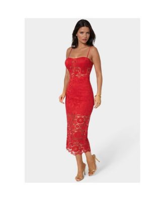 Women's Lace Corset Midi Dress