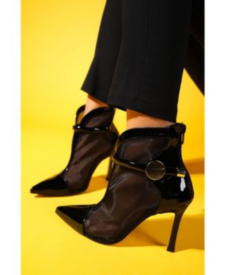 Grove Patent Back Zip High Heel Mesh Boot (Women