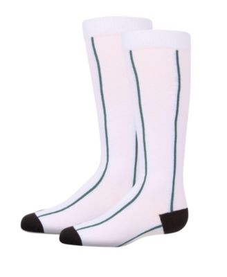 Little Girls Sporty Stretch Cotton Logo Vertical Stripe Knee Sock