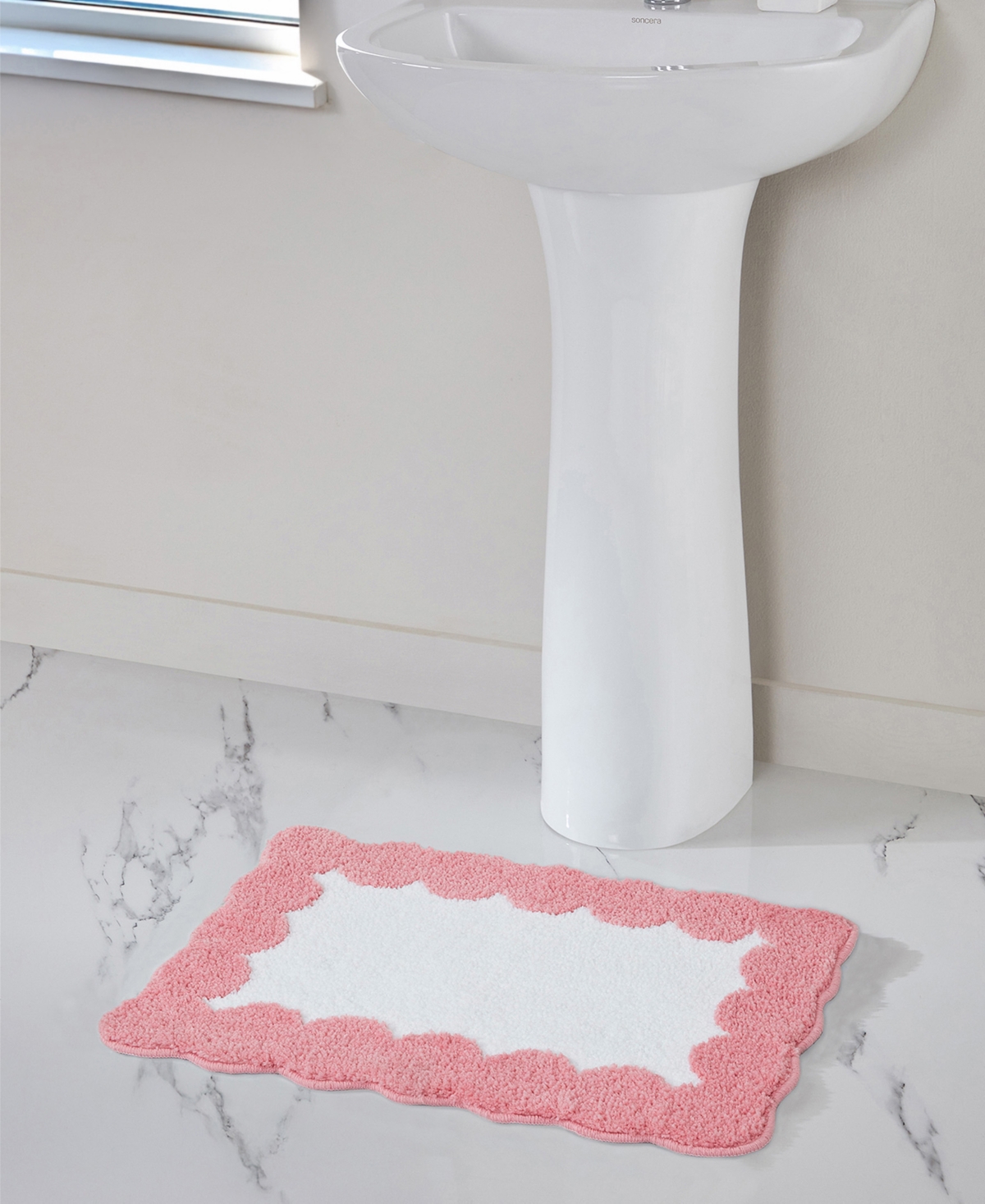 Vcny Home Dotted Edge Tufted Bath Rug, 18" X 27" In Pink