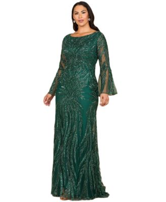 Women's High Neck Beaded Dress with Bell Sleeves