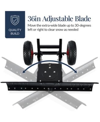 Adjustable Handle, Blade Angle, Reflective Tape 36in Hand Snow Pusher w/ 2 Wheels