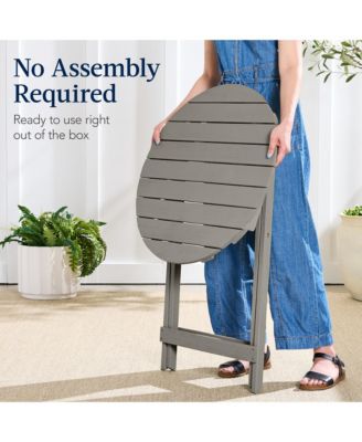 3-Piece Acacia Wood Bistro Set, Folding Patio Furniture w/ 2 Chairs, Table