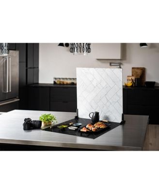 Duo Board - 24x24" Double Sided Surface Board, Zigzag Marble White/Black