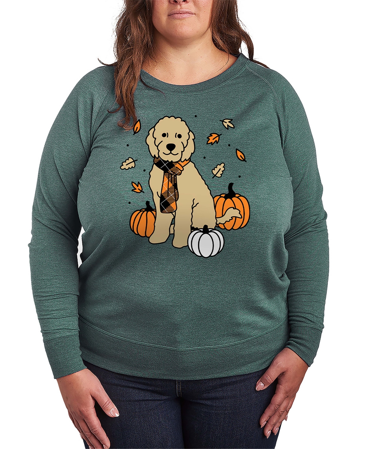 Hybrid Apparel Fall Goldendoodle Women's French Terry Long Sleeve Shirt In Green