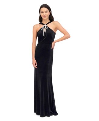 Eliza J - Petite Velvet Halter Neck Gown Dress