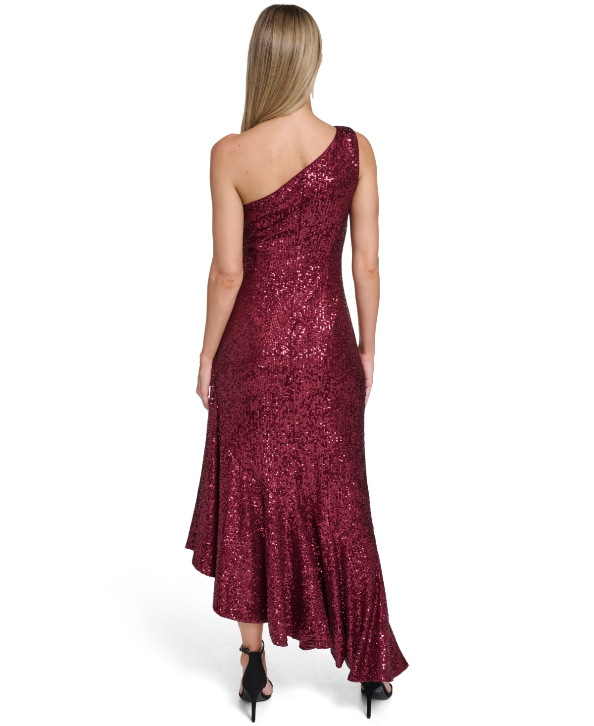 Eliza J Petite One-Shoulder Sequin High-Low Dress