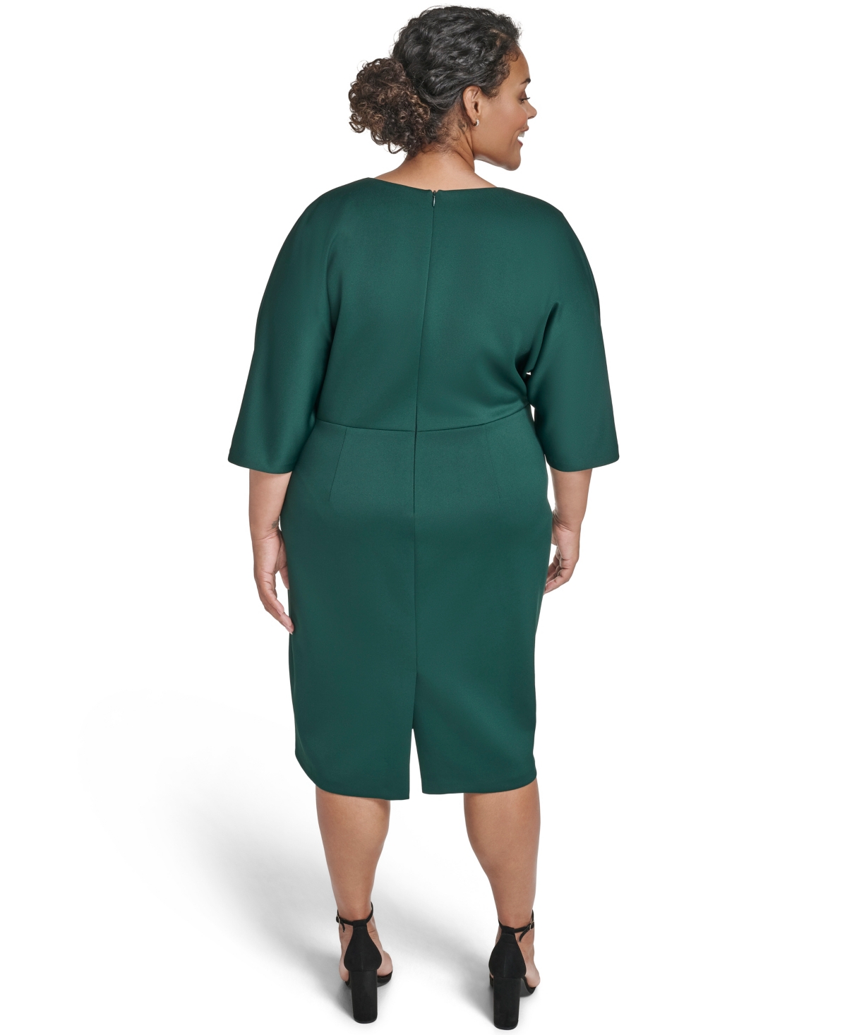 Eliza J Plus Size V-neck Scuba Midi Dress In Green