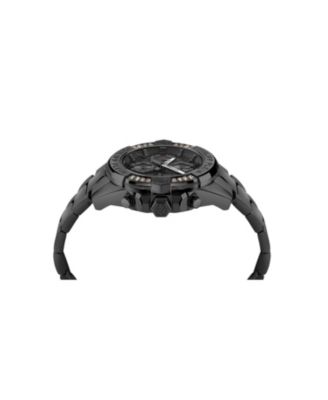 Men's Black Stainless Steel Watch, 44mm