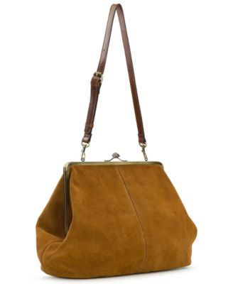Extra Large Suede Serafina Frame Kiss-Lock Bag