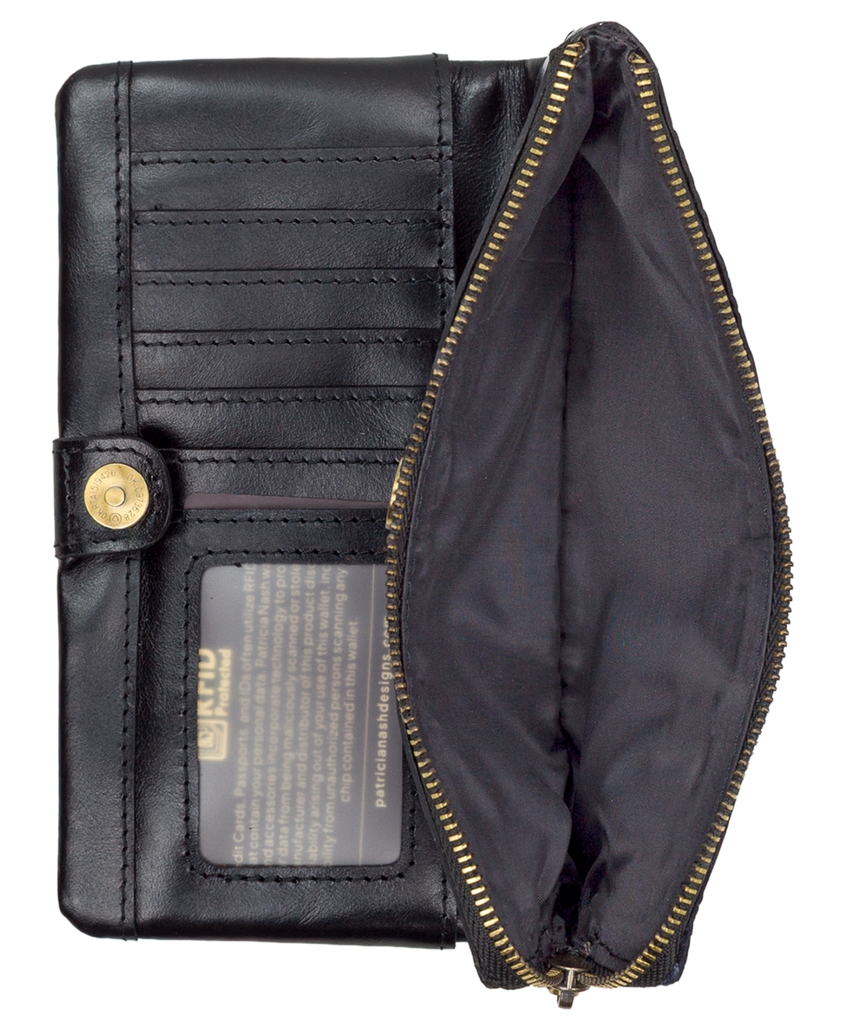 Patricia Nash Prassa Bark Leaves Textured Wallet In Black