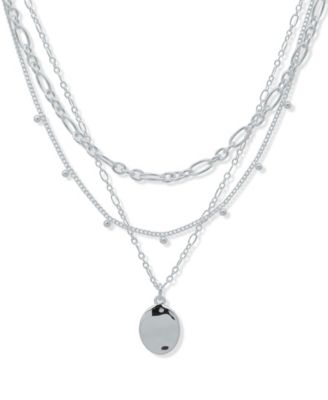 Nine West - Silver-Tone Triple Row Wavy Texture Necklace