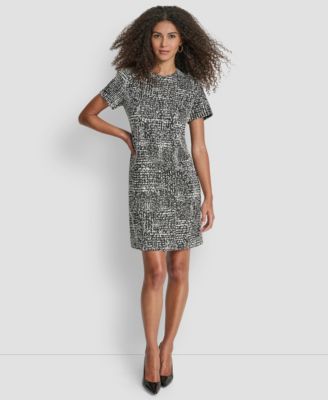 DKNY - Women's Short Sleeve Crewneck Shift Dress