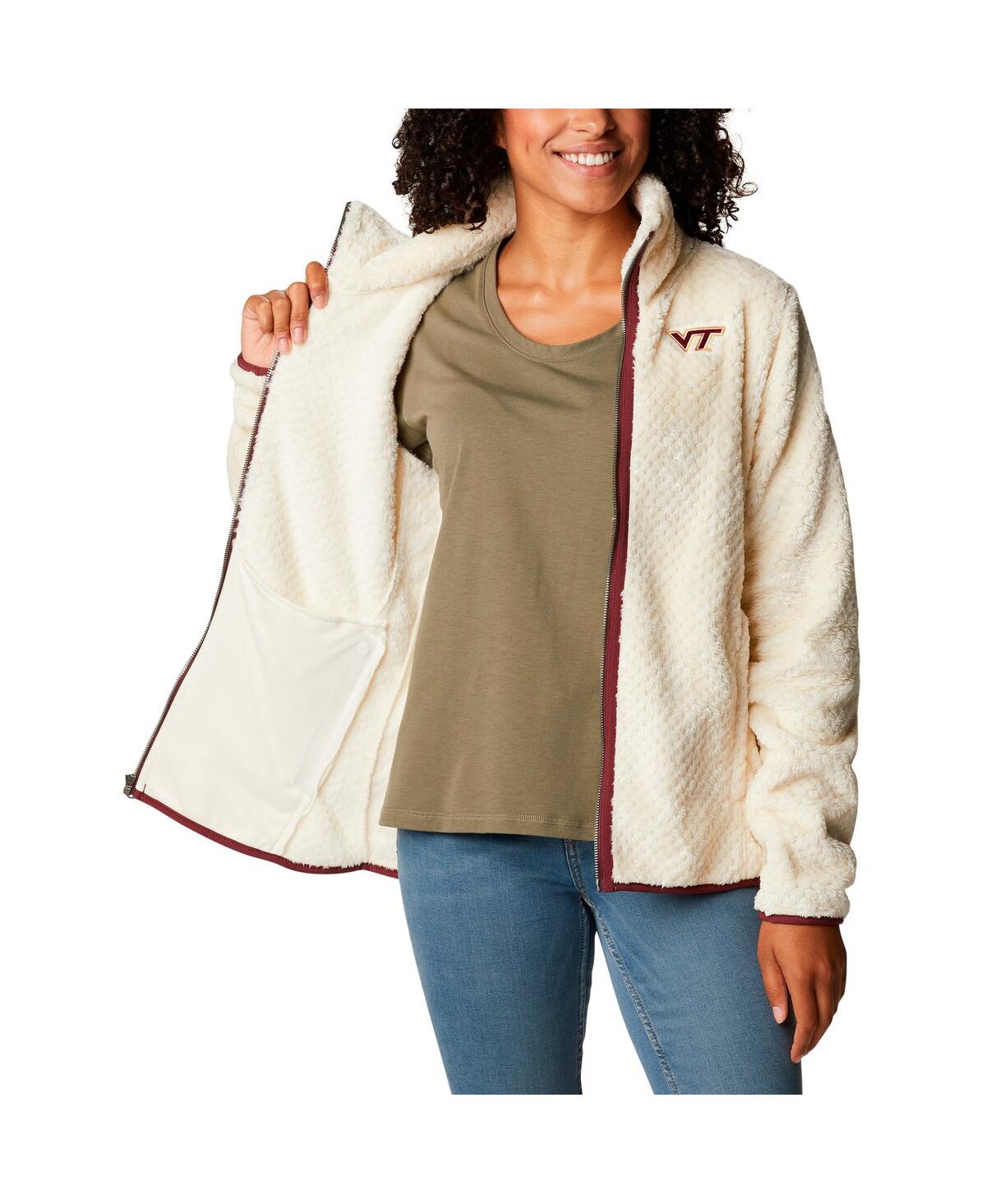 Columbia Women's Cream Virginia Tech Hokies Fireside Ii Sherpa Full-zip Jacket In Neutral