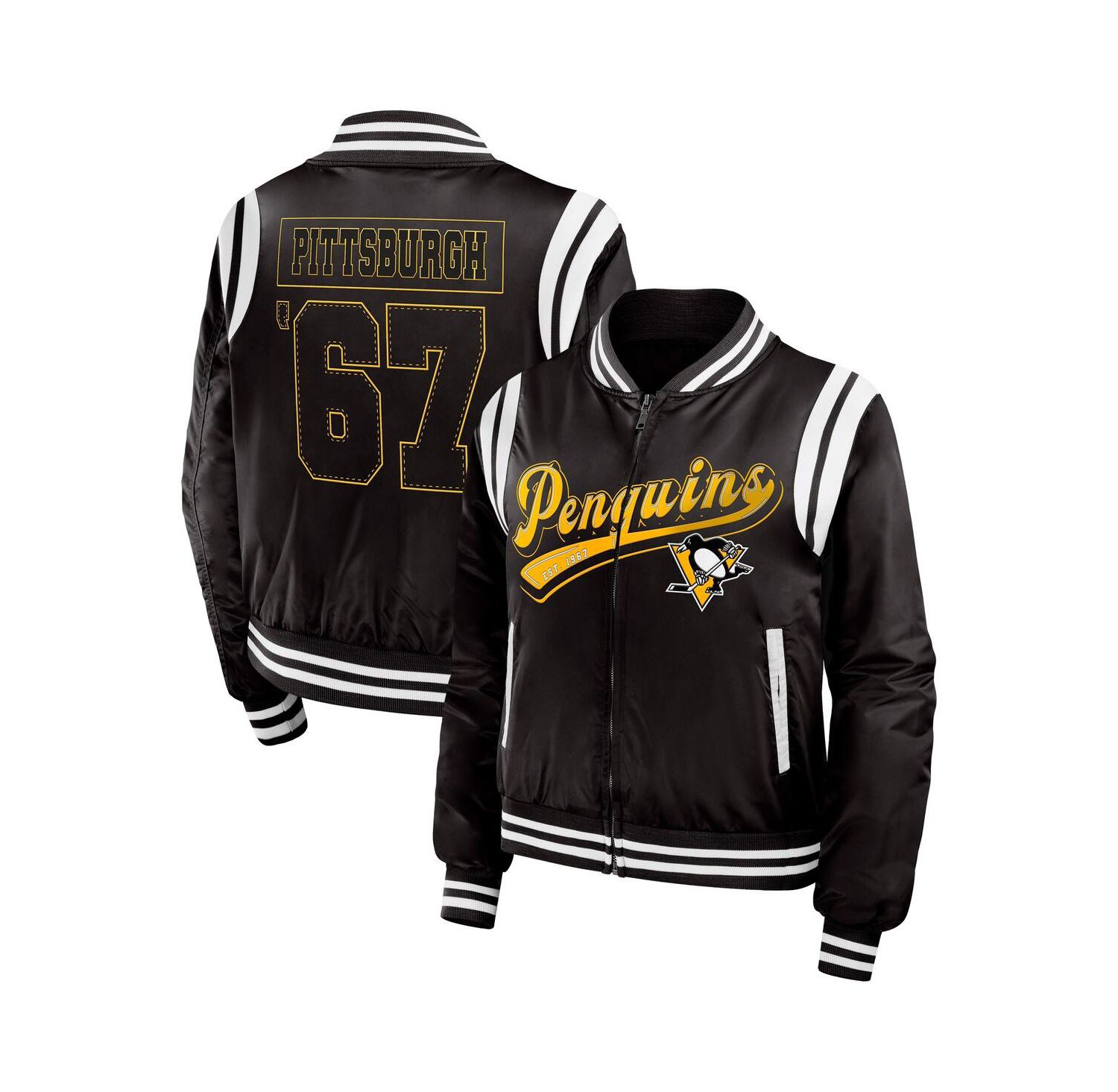 Women's Black Pittsburgh Penguins Baller Full-Zip Bomber Jacket