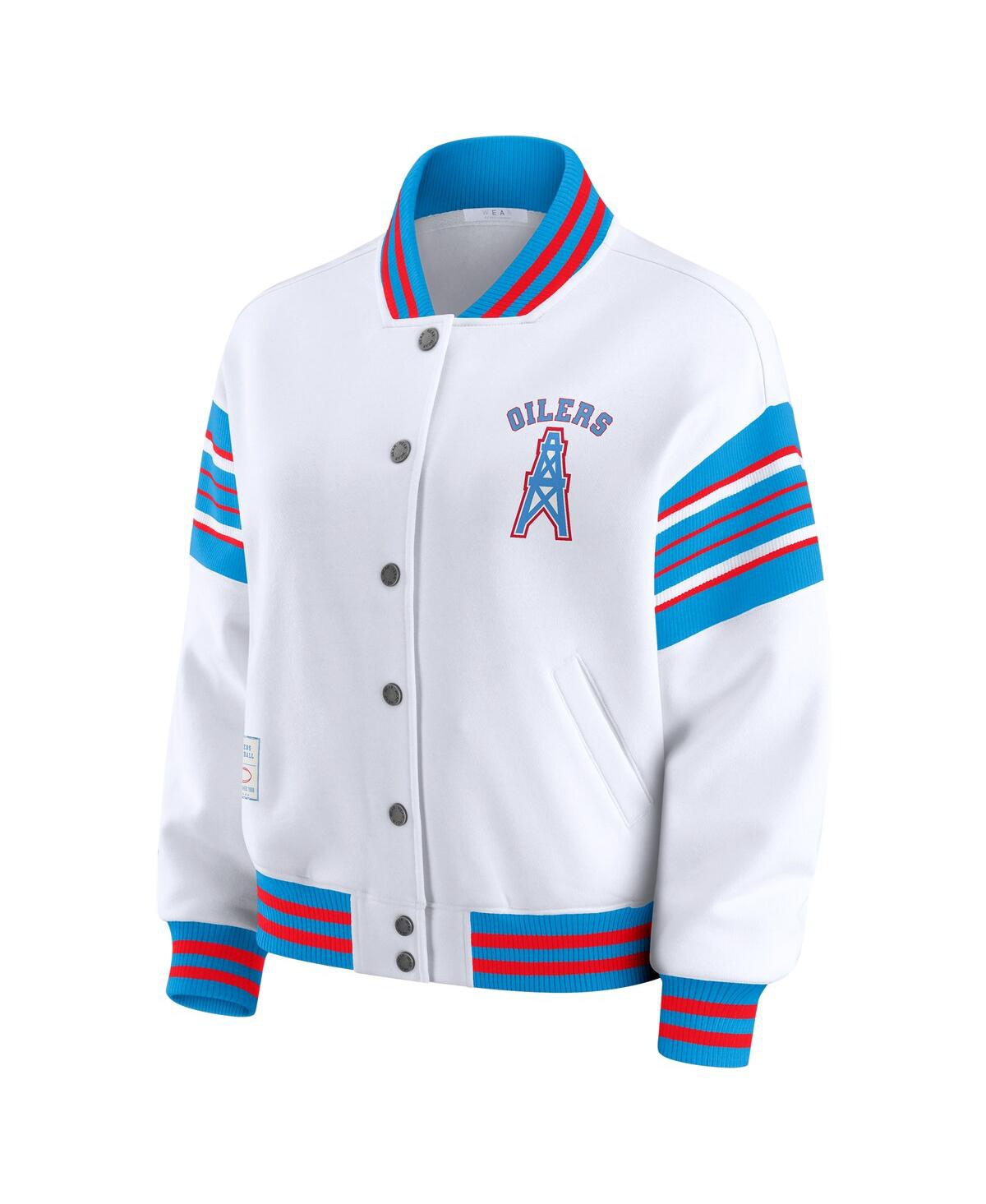Wear by Erin Andrews Women's White Tennessee Titans Full-Snap Fleece Sweatshirt Jacket