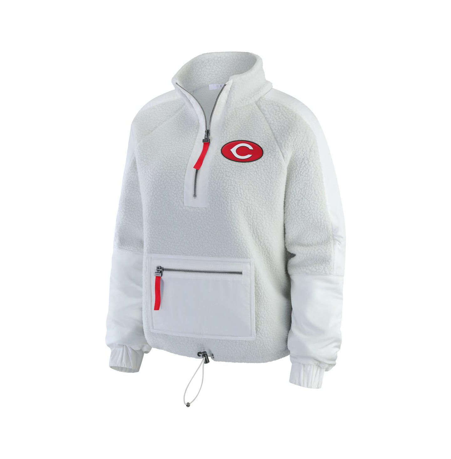 Женская куртка WEAR by Erin Andrews Gray Cincinnati Reds Polar Fleece Quarter-Zip — фото 2