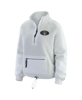Women's Gray Milwaukee Brewers Polar Fleece Quarter-Zip Jacket