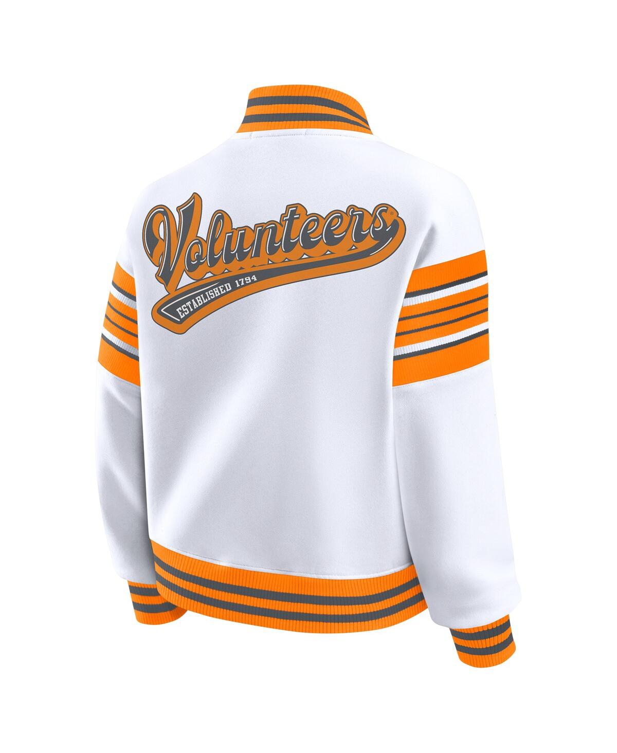 Wear by Erin Andrews Women's White/Tennessee Orange Tennessee Volunteers Satin Stitch Full-Snap Fleece Sweatshirt Jacket