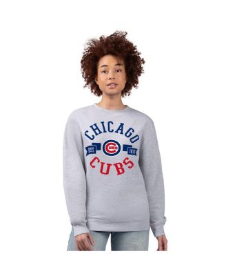 Women's Heather Gray Chicago Cubs Team Logo Fleece Pullover Sweatshirt