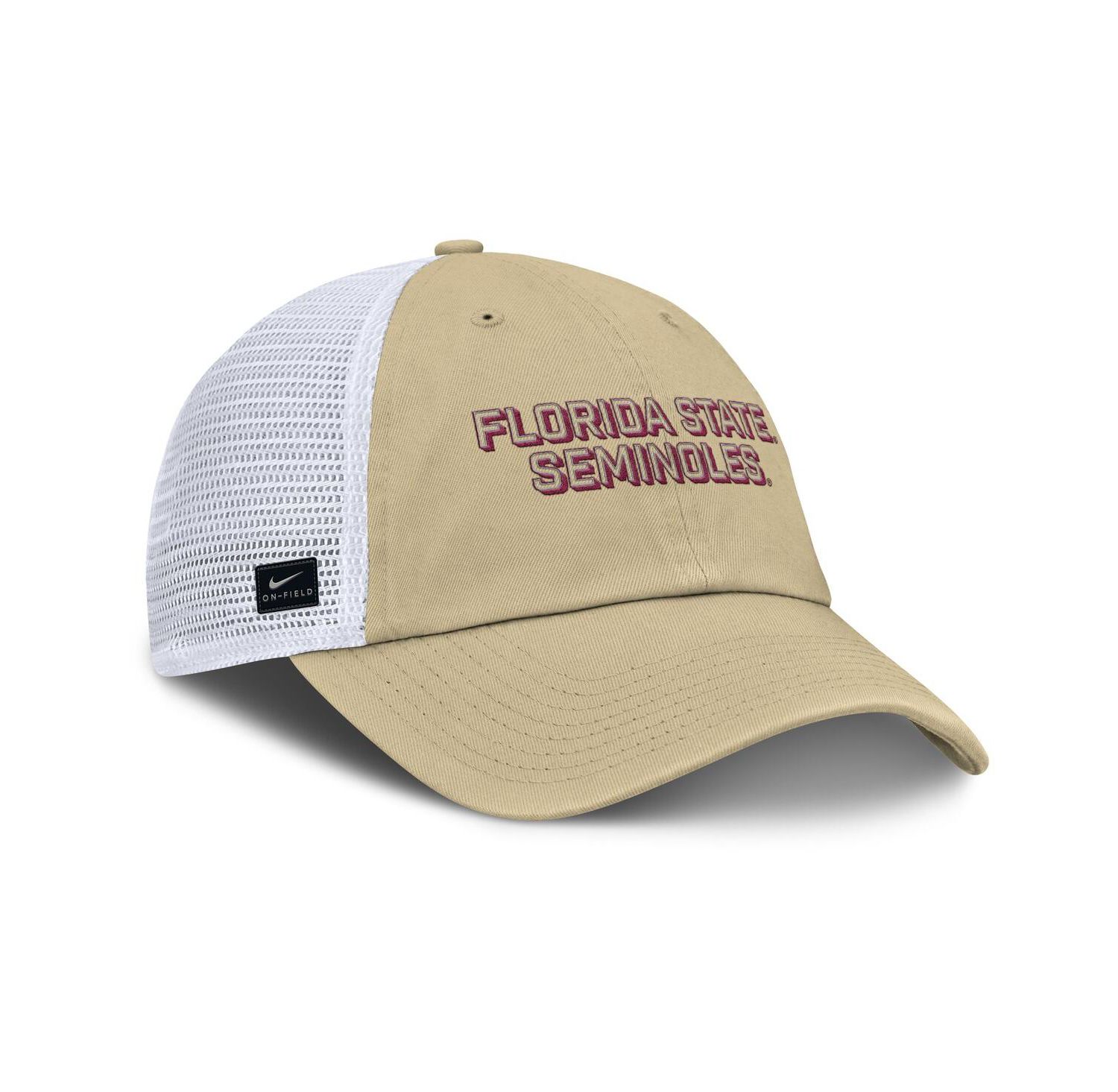 Men's Vegas Gold Florida State Seminoles 2025 Gameday On-Field Club Adjustable Trucker Hat
