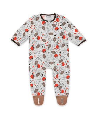 Baby Boys and Girls Newborn Cleveland Browns Sleep and Play Full-Zip Sleeper Bib Set