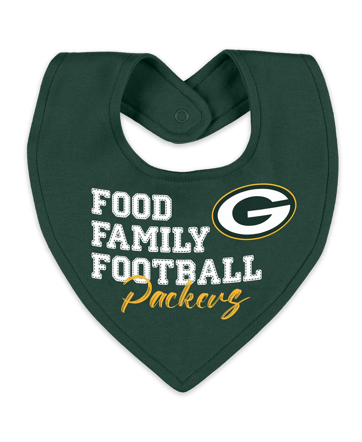 Wear By Erin Andrews Baby Boys And Girls Newborn Green Bay Packers Sleep And Play Full-zip Sleeper Bib Set In Gray