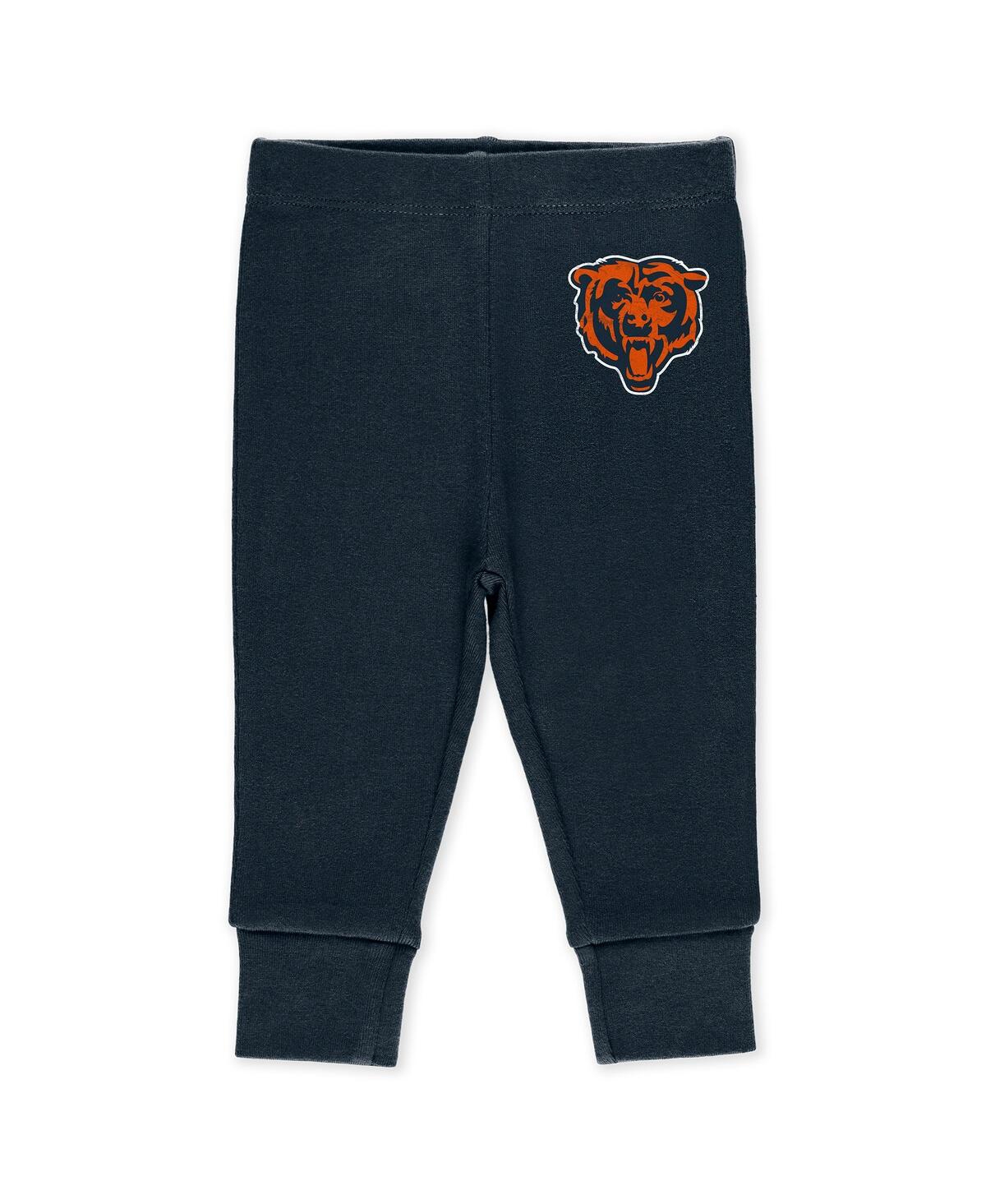 Wear By Erin Andrews Baby Boys And Girls Newborn 3-piece Chicago Bears Turn Me Around Bodysuits Pant Set In Multi