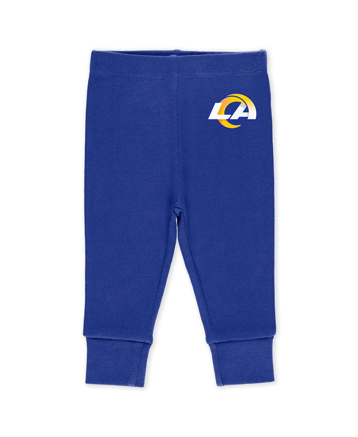 Wear By Erin Andrews Baby Boys And Girls Newborn 3-piece Los Angeles Rams Turn Me Around Bodysuits Pant Set In White