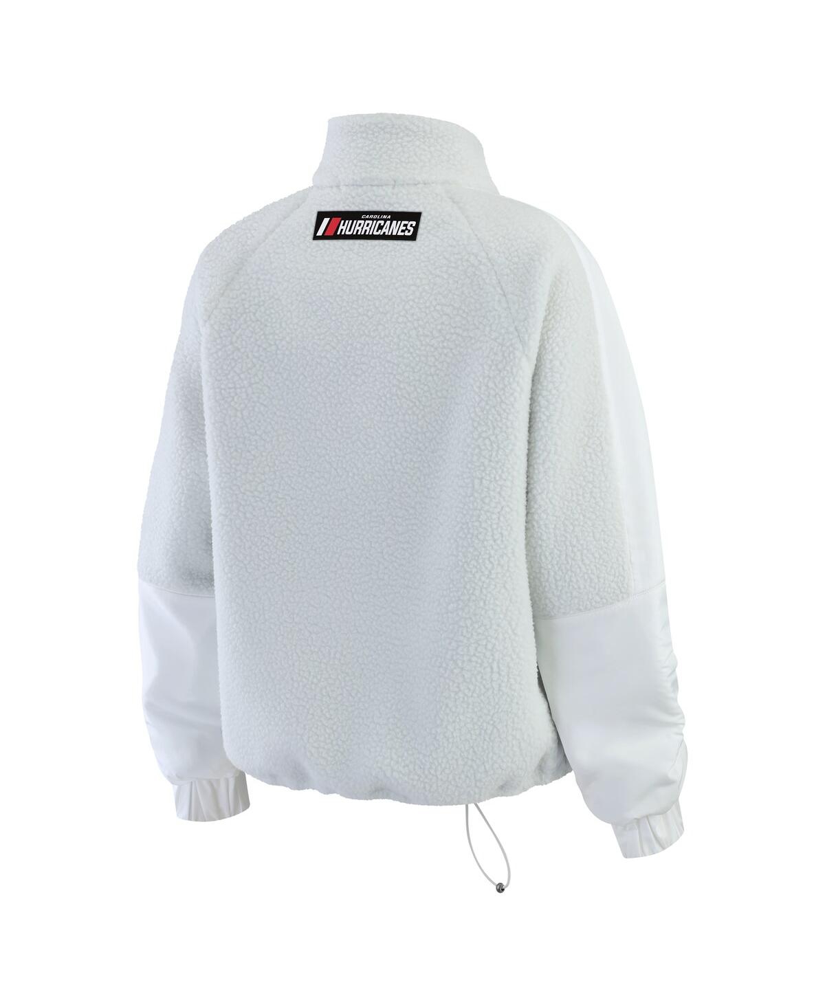 Wear By Erin Andrews Women's Gray/white Carolina Hurricanes Polar Fleece Quarter-zip Jacket In White