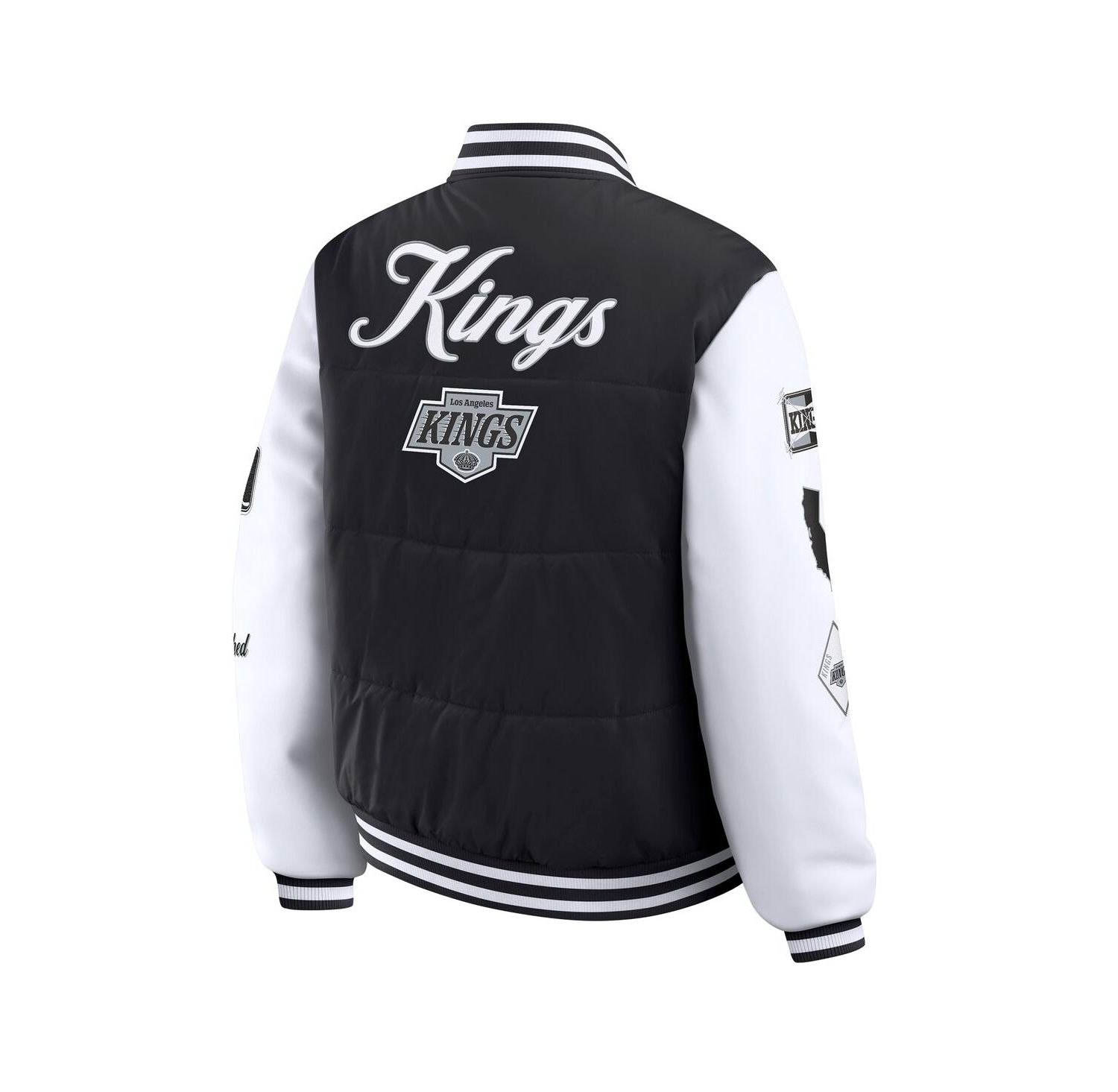 Women's Black/White Los Angeles Kings Varsity Full-Snap Puffer Jacket