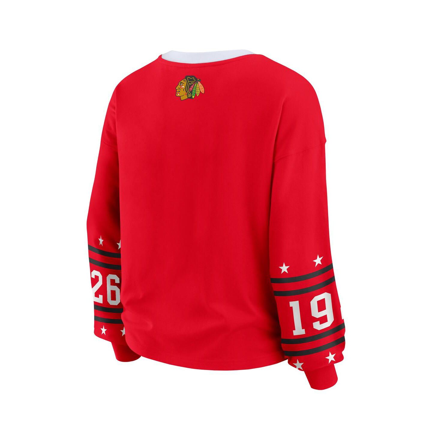 Женская футболка WEAR by Erin Andrews Red Chicago Blackhawks Long-Sleeve Sport — фото 3