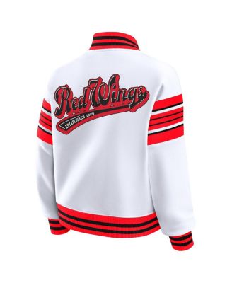 Women's White/Red Detroit Red Wings Full-Snap Fleece Sweatshirt Jacket