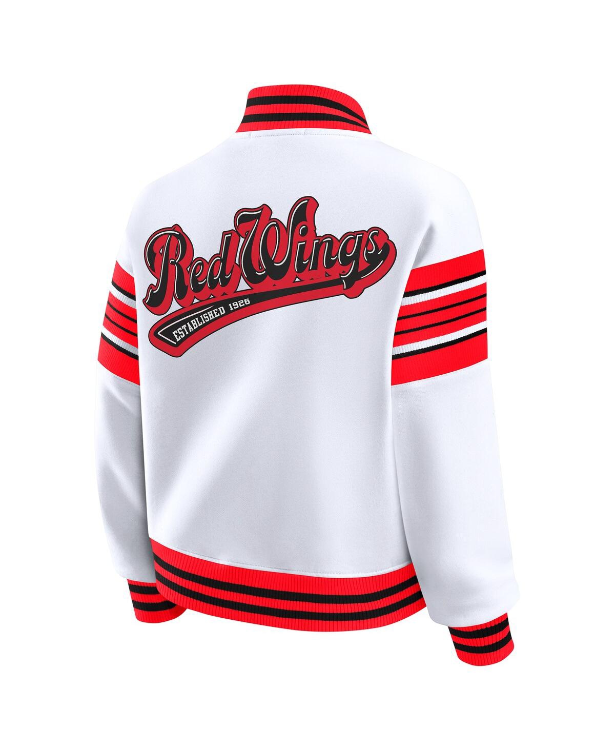 Wear By Erin Andrews Women's White/red Detroit Red Wings Full-snap Fleece Sweatshirt Jacket In Multi