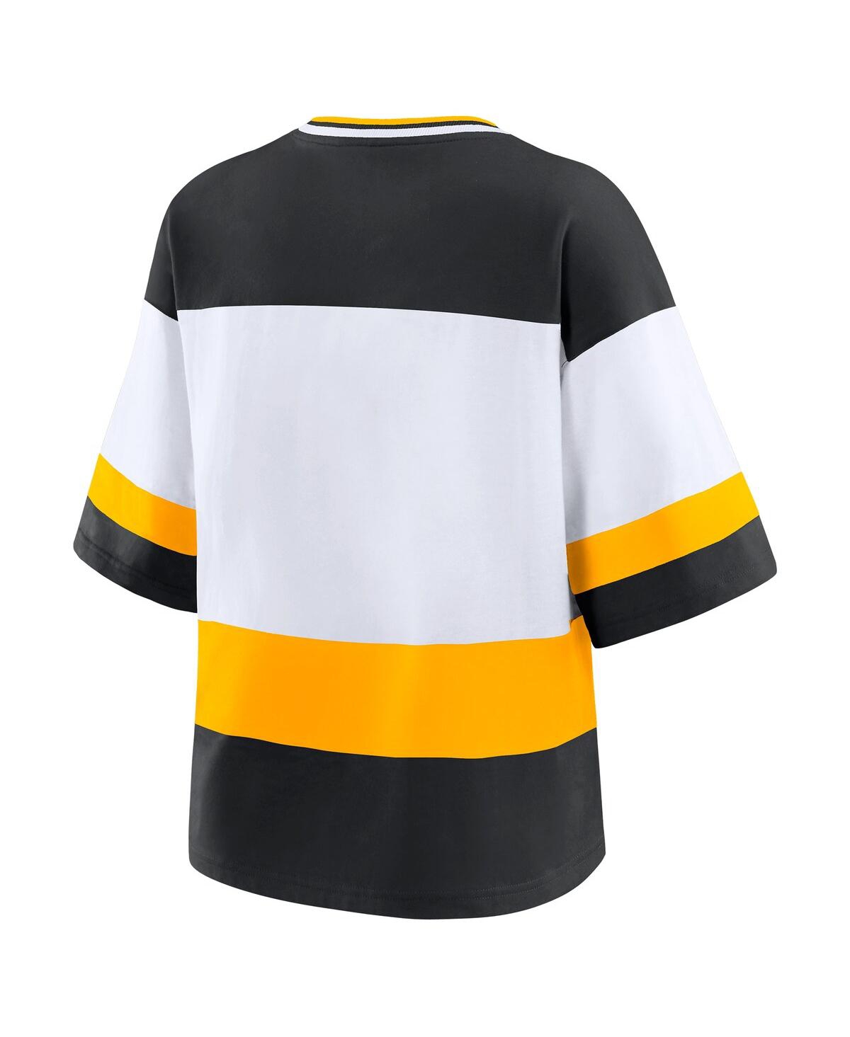 Wear by Erin Andrews Women's Black/White Pittsburgh Penguins Football T-Shirt