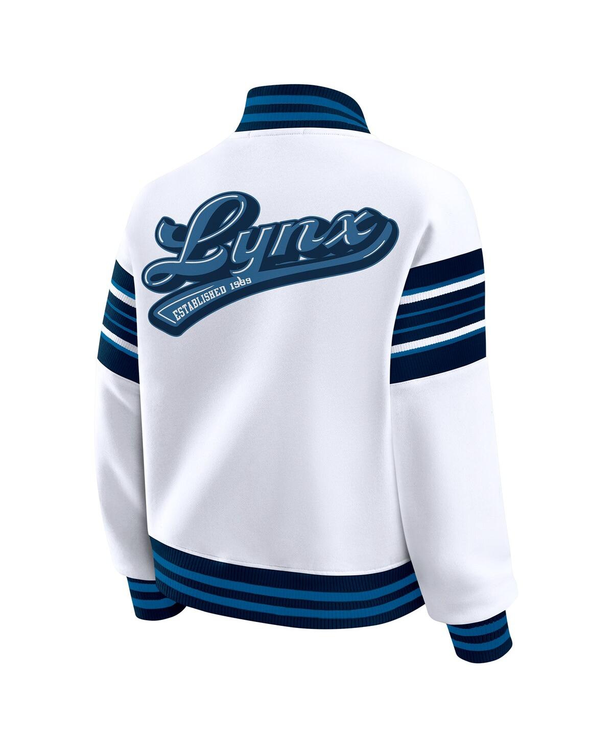 Wear By Erin Andrews Women's White/navy Minnesota Lynx Full-snap Fleece Sweatshirt Jacket In Blue