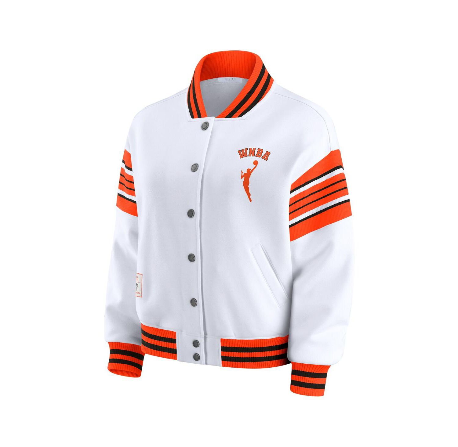 Women's White/Orange WNBA Full-Snap Fleece Sweatshirt Jacket