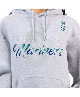 Women's Heather Gray Seattle Mariners Shadow Logo Graphic Pullover Hoodie