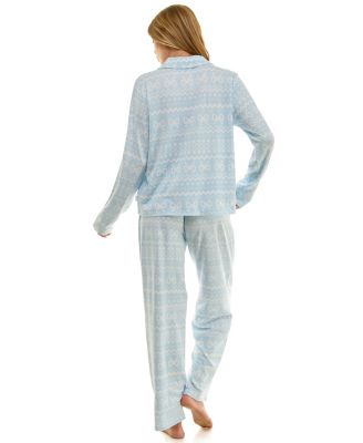 Women's Long Sleeve Top and Bottom 2-Piece Notch Collar Set