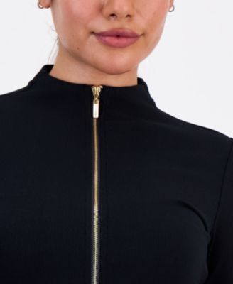 Petite Mock-Neck Zip-Front Top, Macy's Exclusive 