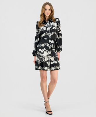 Anne Klein - Petite Printed Tiered Shirtdress