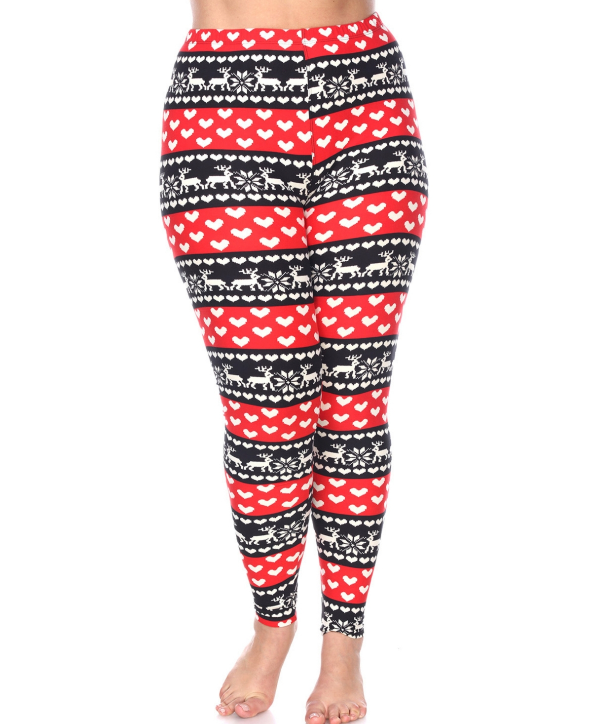 White Mark Plus Size Holiday Legging Pants, 3-pack In Multi