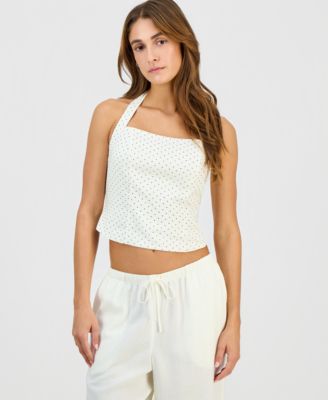 Juniors' Linen Halter Top