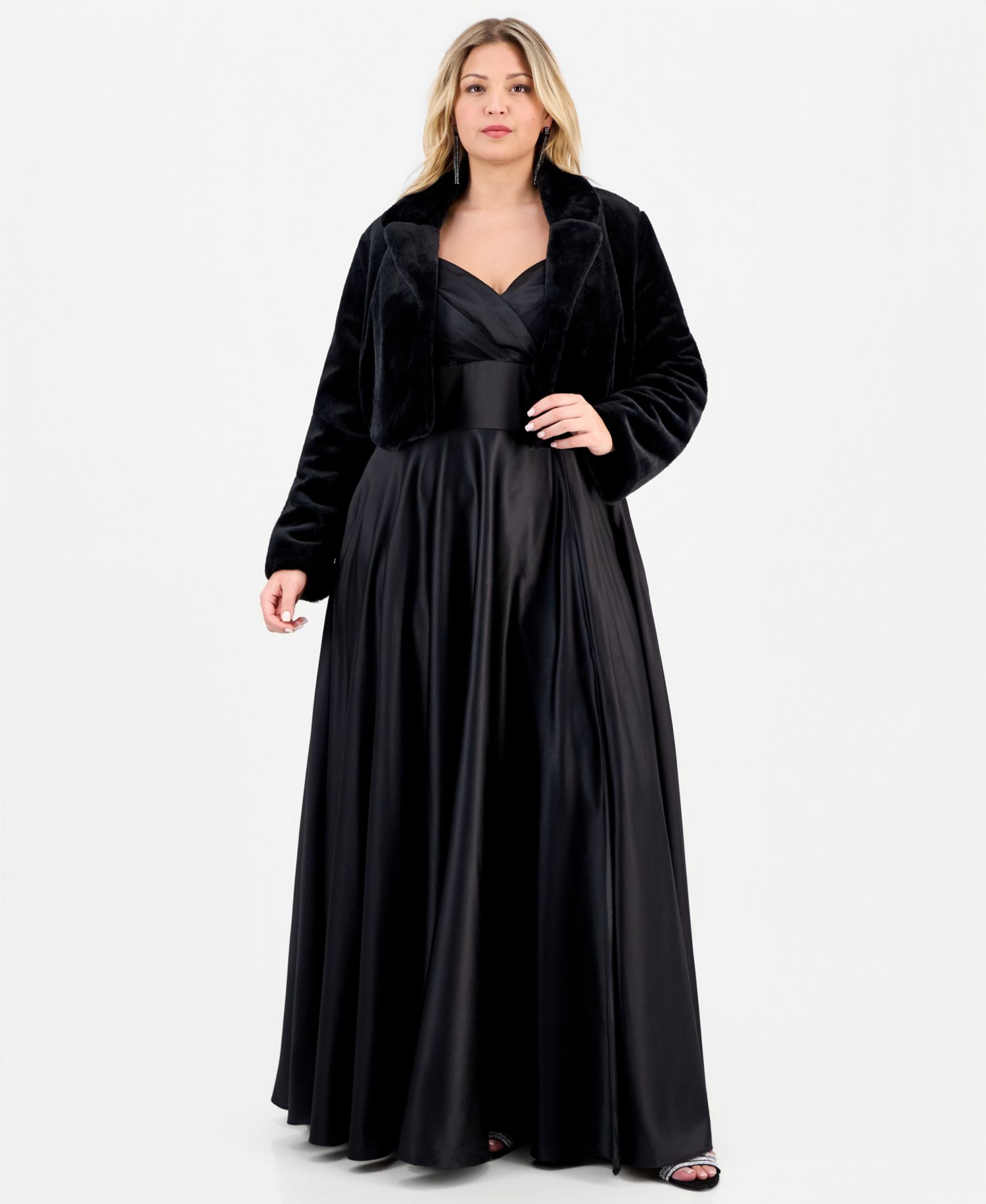BCX Trendy Plus Size Cropped Faux-Fur Jacket
