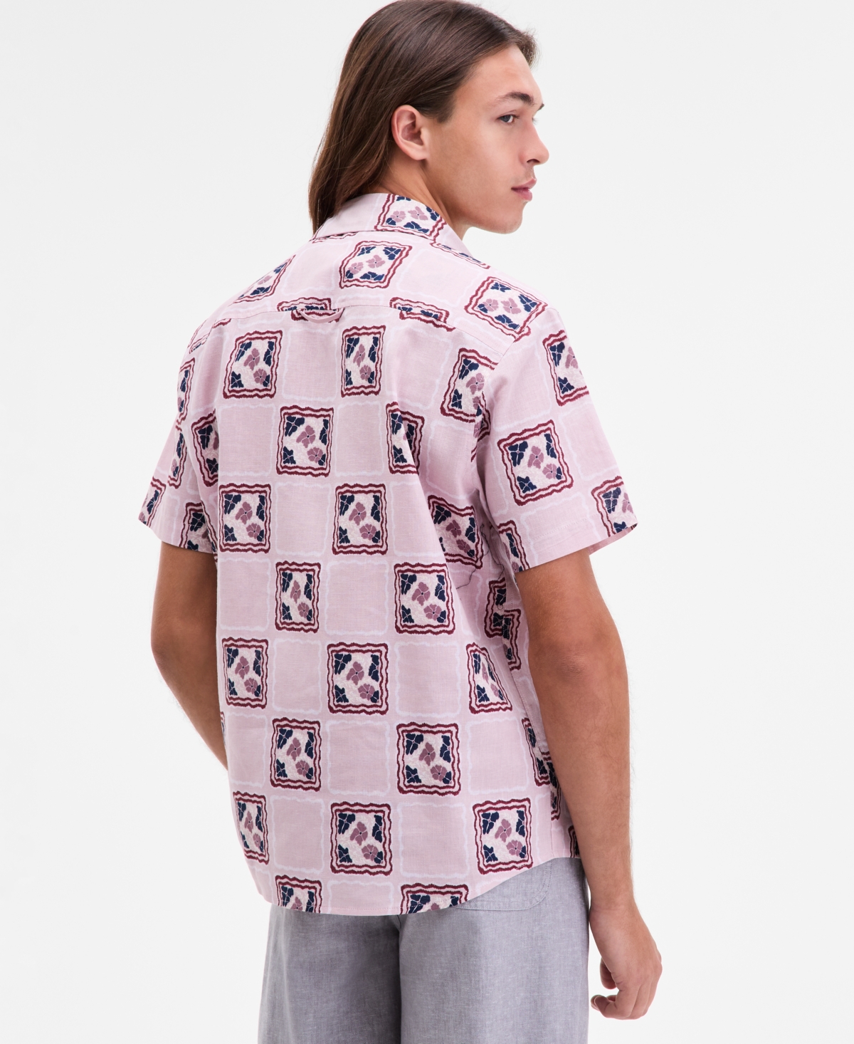 Sun + Stone Men's Short Sleeve Mosaic Print Button-Front Shirt, Macy's Exclusive