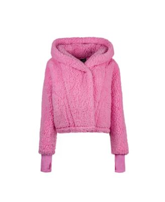 Hooded Cropped Length Button Front Lounger Jacket